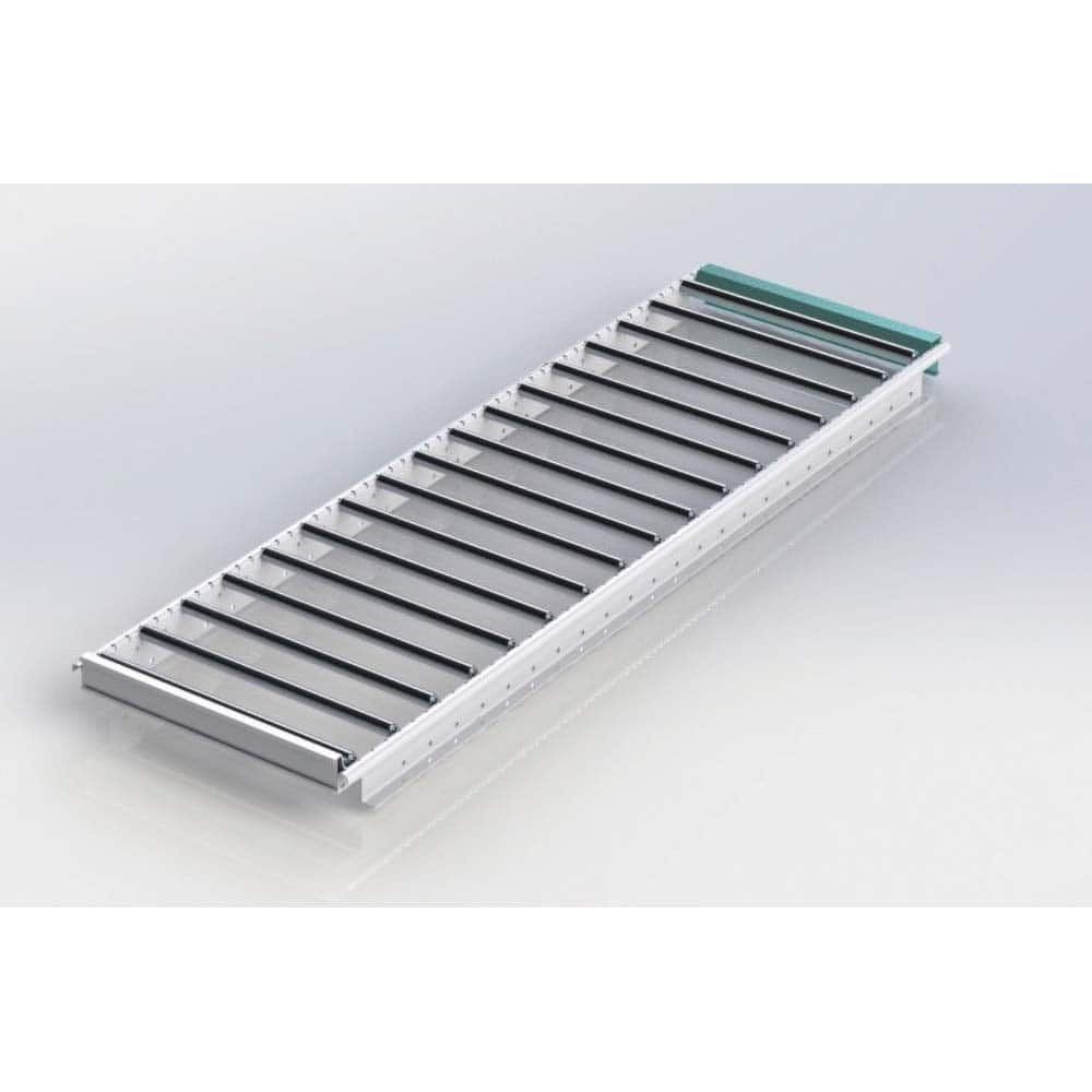 Gravity Conveyors; Roller Style: Roller; Shape: Round; Roller Diameter (Decimal Inch): 0.75 in; 0.75 mm; Length (Feet): 52; Wheel Material: Aluminum; Load Capacity (Lb.): 50.000; Frame Material: Galvanized Steel; Gauge: 14 ga; 14 gauge; Centerline Distanc