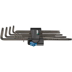 Wera - 9 Piece T8 to T40 Black Oxide Finish L-Key Torx Key Set - T8, T9, T10, T15, T20, T25, T27, T30, T40 Torx Size - Eagle Tool & Supply