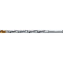 Extra Length Drill Bit: 0.6299″ Dia, 140 °, Solid Carbide TiSiAlCrN Finish, 8.189″ Flute Length, 10.236″ OAL, Straight-Cylindrical Shank, Series DC160-12-A1