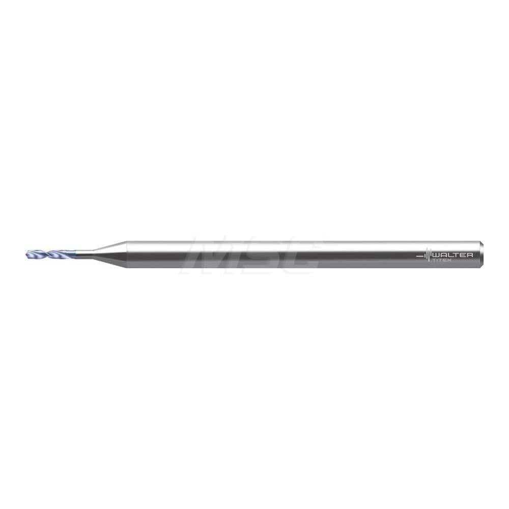 Micro Drill Bit: 0.061″ Dia, 150 °, Solid Carbide AlCrN Finish, 2.126″ OAL, RH Cut, Straight-Cylindrical Shank, Series DB131-02-A0