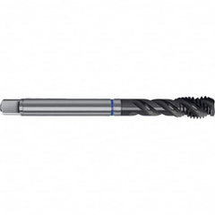 Spiral Flute Tap: M16 x 1.50, Metric Fine, 4 Flute, Semi-Bottoming, 6HX Class of Fit, PM-HSS-E, TiAlN Finish Right Hand Flute, Right Hand Thread, D5 & D6, Series 4635