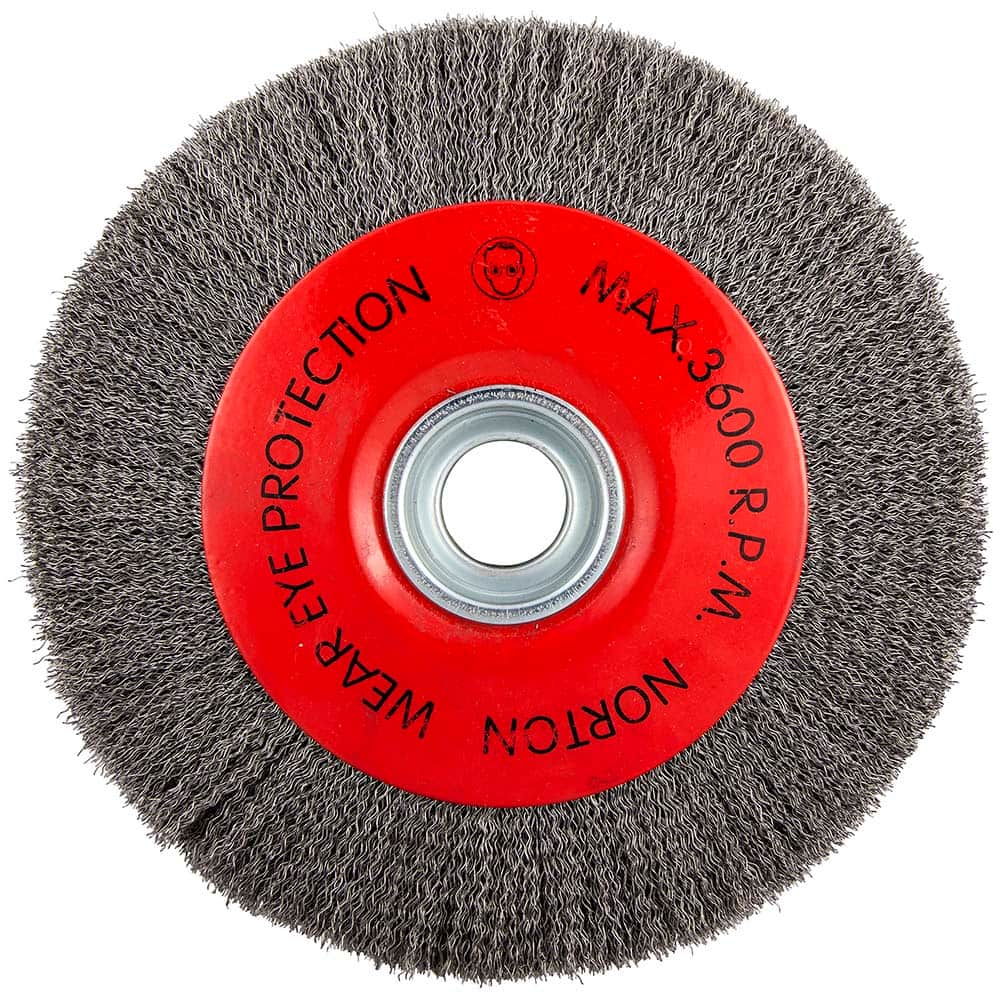 Norton - 10" OD, 3/4" Arbor Hole, Crimped Carbon Wheel Brush - Eagle Tool & Supply