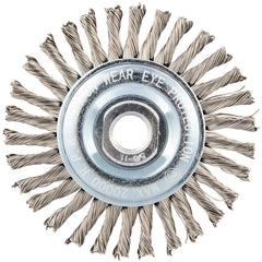 Norton - 4" OD, 5/8-11 Arbor Hole, Stringer Bead Twist Knot Stainless Steel Wheel Brush - Eagle Tool & Supply