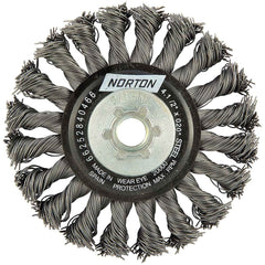 Norton - 4-1/2" OD, 5/8-11 Arbor Hole, Knotted Carbon Wheel Brush - Eagle Tool & Supply