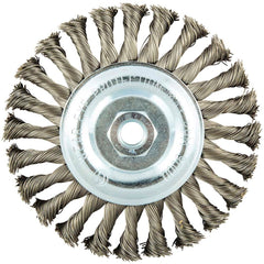 Norton - 6" OD, 5/8-11 Arbor Hole, Knotted Stainless Steel Wheel Brush - Eagle Tool & Supply