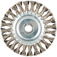 Norton - 5" OD, 5/8-11 Arbor Hole, Stringer Bead Stainless Steel Wheel Brush - Eagle Tool & Supply