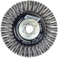 Norton - 4" OD, 5/8-11 Arbor Hole, Stringer Bead Twist Knot Carbon Wheel Brush - Eagle Tool & Supply