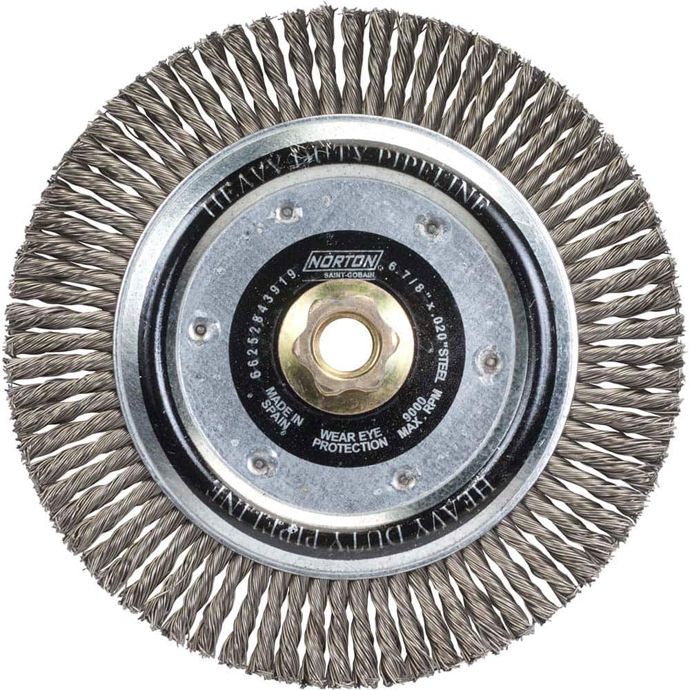 Norton - 6-7/8" OD, 5/8-11 Arbor Hole, Stringer Bead Carbon Wheel Brush - Eagle Tool & Supply