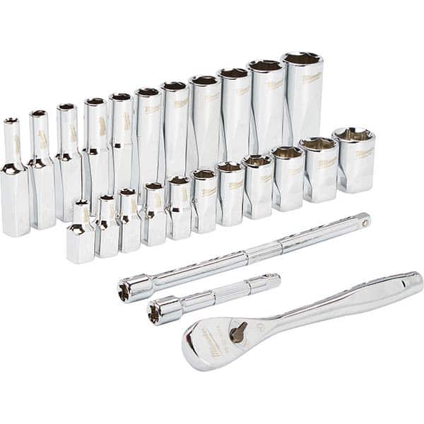 Milwaukee Tool - Socket Sets Measurement Type: SAE Drive Size: 1/4 - Eagle Tool & Supply