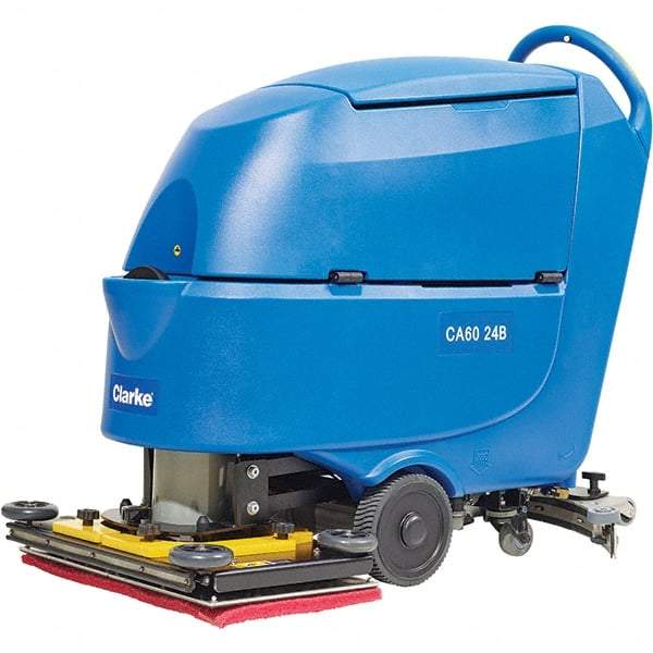 Clarke - 24" Cleaning Width, Battery Powered Walk Behind & Floor Scrubber - 1 hp, 2,250 RPM, 47" Water Lift, 16 Gal Tank Capacity, Series CA60 - Eagle Tool & Supply