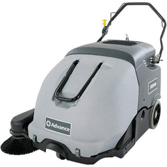 Advance - 41" Cleaning Width, Battery Powered Walk Behind & Sweeper - 0.9 hp, 420 RPM, Series SW900 - Eagle Tool & Supply