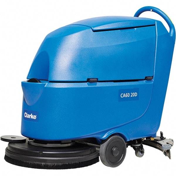 Clarke - 20" Cleaning Width, Battery Powered Walk Behind & Floor Scrubber - 0.6 hp, 150 RPM, 47" Water Lift, 16 Gal Tank Capacity, Series CA60 - Eagle Tool & Supply