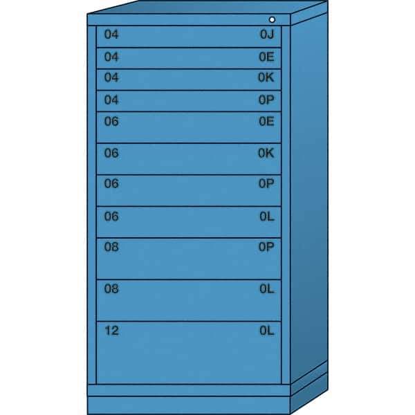 Lyon - 11 Drawer, Standard Eye-Level - Single Drawer Access Cabinet - Steel, 30" Wide x 28-1/4" Deep x 59-1/4" High, Wedgewood Blue - Eagle Tool & Supply