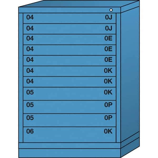 Lyon - 11 Drawer, Standard Counter - Multiple Drawer Access Cabinet - Steel, 30" Wide x 28-1/4" Deep x 44-1/4" High, Wedgewood Blue - Eagle Tool & Supply