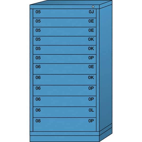 Lyon - 12 Drawer, Standard Eye-Level - Single Drawer Access Cabinet - Steel, 30" Wide x 28-1/4" Deep x 59-1/4" High, Wedgewood Blue - Eagle Tool & Supply