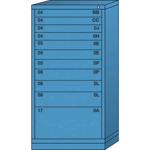 Lyon - 11 Drawer, Standard Eye-Level - Multiple Drawer Access Cabinet - Steel, 30" Wide x 28-1/4" Deep x 59-1/4" High, Wedgewood Blue - Eagle Tool & Supply