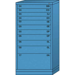 Lyon - 11 Drawer, Standard Eye-Level - Multiple Drawer Access Cabinet - Steel, 30" Wide x 28-1/4" Deep x 59-1/4" High, Wedgewood Blue - Eagle Tool & Supply