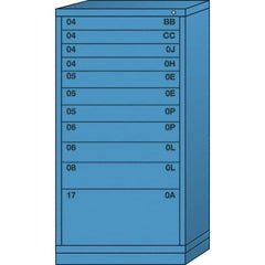 Lyon - 11 Drawer, Standard Eye-Level - Single Drawer Access Cabinet - Steel, 30" Wide x 28-1/4" Deep x 59-1/4" High, Wedgewood Blue - Eagle Tool & Supply