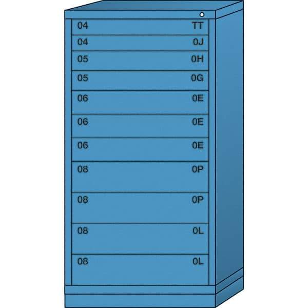 Lyon - 11 Drawer, Standard Eye-Level - Multiple Drawer Access Cabinet - Steel, 30" Wide x 28-1/4" Deep x 59-1/4" High, Wedgewood Blue - Eagle Tool & Supply