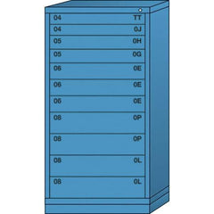 Lyon - 11 Drawer, Standard Eye-Level - Single Drawer Access Cabinet - Steel, 30" Wide x 28-1/4" Deep x 59-1/4" High, Wedgewood Blue - Eagle Tool & Supply