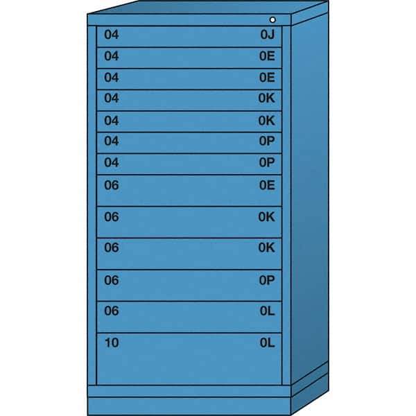 Lyon - 13 Drawer, Standard Eye-Level - Single Drawer Access Cabinet - Steel, 30" Wide x 28-1/4" Deep x 59-1/4" High, Wedgewood Blue - Eagle Tool & Supply