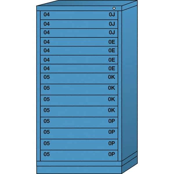 Lyon - 15 Drawer, Standard Eye-Level - Multiple Drawer Access Cabinet - Steel, 30" Wide x 28-1/4" Deep x 59-1/4" High, Wedgewood Blue - Eagle Tool & Supply