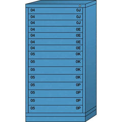 Lyon - 15 Drawer, Standard Eye-Level - Multiple Drawer Access Cabinet - Steel, 30" Wide x 28-1/4" Deep x 59-1/4" High, Wedgewood Blue - Eagle Tool & Supply
