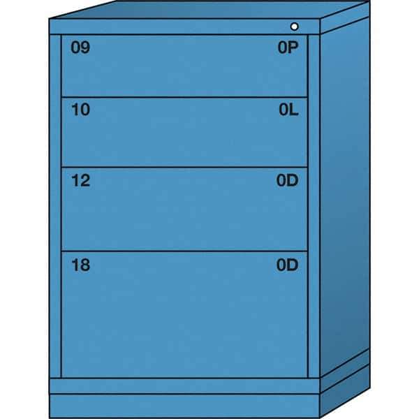 Lyon - 4 Drawer, Standard Counter - Multiple Drawer Access Cabinet - Steel, 30" Wide x 28-1/4" Deep x 44-1/4" High, Wedgewood Blue - Eagle Tool & Supply