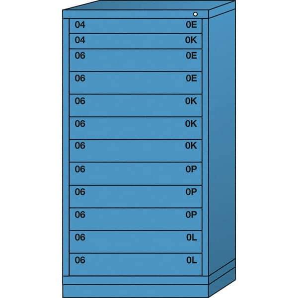 Lyon - 12 Drawer, Standard Eye-Level - Multiple Drawer Access Cabinet - Steel, 30" Wide x 28-1/4" Deep x 59-1/4" High, Wedgewood Blue - Eagle Tool & Supply