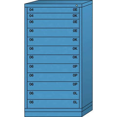 Lyon - 12 Drawer, Standard Eye-Level - Multiple Drawer Access Cabinet - Steel, 30" Wide x 28-1/4" Deep x 59-1/4" High, Wedgewood Blue - Eagle Tool & Supply