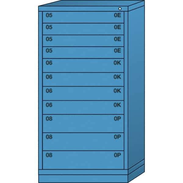 Lyon - 11 Drawer, Standard Eye-Level - Single Drawer Access Cabinet - Steel, 30" Wide x 28-1/4" Deep x 59-1/4" High, Wedgewood Blue - Eagle Tool & Supply