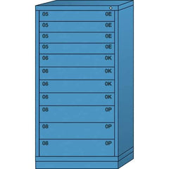 Lyon - 11 Drawer, Standard Eye-Level - Multiple Drawer Access Cabinet - Steel, 30" Wide x 28-1/4" Deep x 59-1/4" High, Wedgewood Blue - Eagle Tool & Supply
