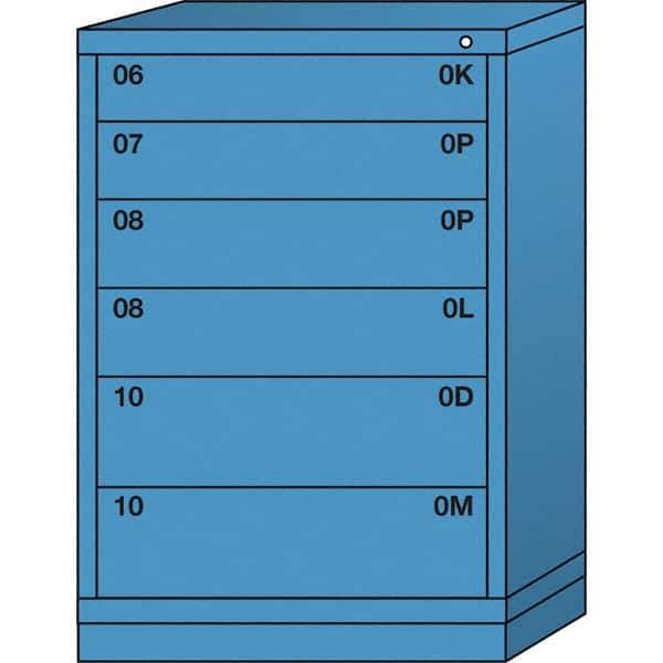Lyon - 6 Drawer, Standard Counter - Multiple Drawer Access Cabinet - Steel, 30" Wide x 28-1/4" Deep x 44-1/4" High, Wedgewood Blue - Eagle Tool & Supply