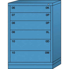 Lyon - 6 Drawer, Standard Counter - Multiple Drawer Access Cabinet - Steel, 30" Wide x 28-1/4" Deep x 44-1/4" High, Wedgewood Blue - Eagle Tool & Supply