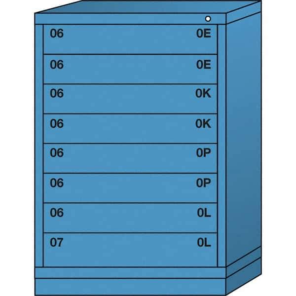Lyon - 8 Drawer, Standard Counter - Single Drawer Access Cabinet - Steel, 30" Wide x 28-1/4" Deep x 44-1/4" High, Wedgewood Blue - Eagle Tool & Supply