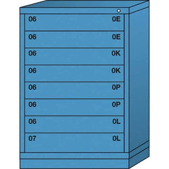 Lyon - 8 Drawer, Standard Counter - Single Drawer Access Cabinet - Steel, 30" Wide x 28-1/4" Deep x 44-1/4" High, Wedgewood Blue - Eagle Tool & Supply