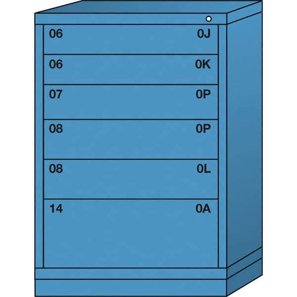 Lyon - 6 Drawer, Standard Counter - Multiple Drawer Access Cabinet - Steel, 30" Wide x 28-1/4" Deep x 44-1/4" High, Wedgewood Blue - Eagle Tool & Supply