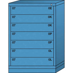 Lyon - 7 Drawer, Standard Counter - Multiple Drawer Access Cabinet - Steel, 30" Wide x 28-1/4" Deep x 44-1/4" High, Wedgewood Blue - Eagle Tool & Supply