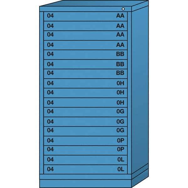 Lyon - 17 Drawer, Standard Eye-Level - Single Drawer Access Cabinet - Steel, 30" Wide x 28-1/4" Deep x 59-1/4" High, Wedgewood Blue - Eagle Tool & Supply