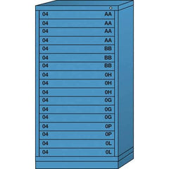 Lyon - 17 Drawer, Standard Eye-Level - Multiple Drawer Access Cabinet - Steel, 30" Wide x 28-1/4" Deep x 59-1/4" High, Wedgewood Blue - Eagle Tool & Supply