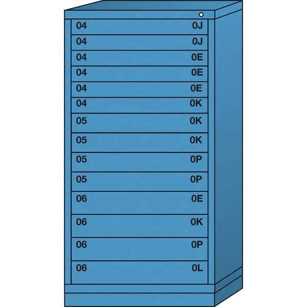 Lyon - 14 Drawer, Standard Eye-Level - Multiple Drawer Access Cabinet - Steel, 30" Wide x 28-1/4" Deep x 59-1/4" High, Wedgewood Blue - Eagle Tool & Supply