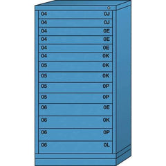 Lyon - 14 Drawer, Standard Eye-Level - Single Drawer Access Cabinet - Steel, 30" Wide x 28-1/4" Deep x 59-1/4" High, Wedgewood Blue - Eagle Tool & Supply