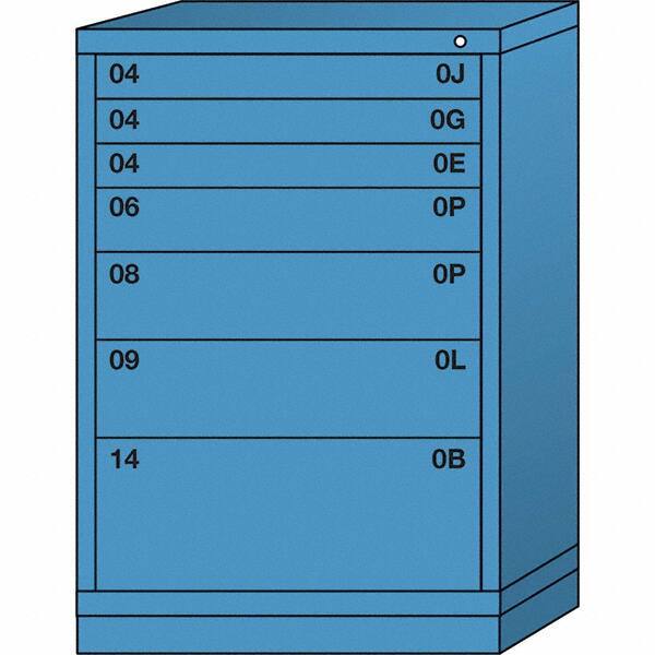Lyon - 7 Drawer, Standard Counter - Single Drawer Access Cabinet - Steel, 30" Wide x 28-1/4" Deep x 44-1/4" High, Wedgewood Blue - Eagle Tool & Supply