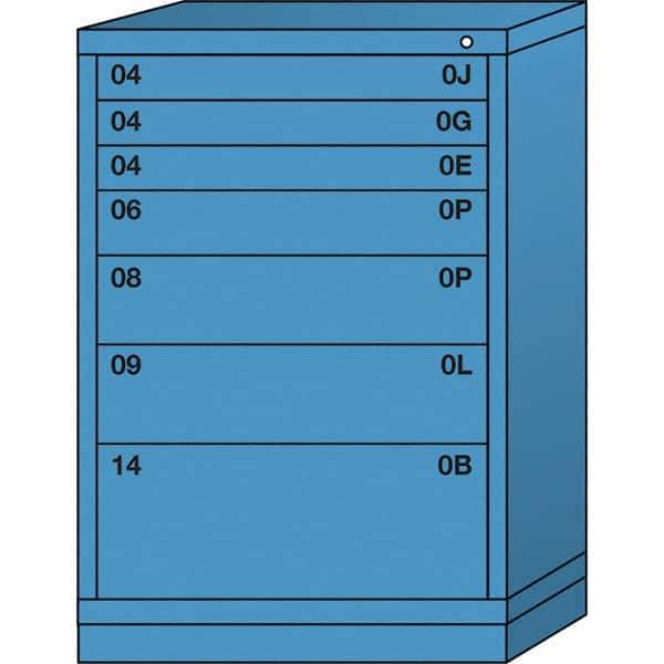 Lyon - 7 Drawer, Standard Counter - Multiple Drawer Access Cabinet - Steel, 30" Wide x 28-1/4" Deep x 44-1/4" High, Wedgewood Blue - Eagle Tool & Supply