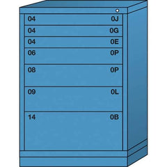 Lyon - 7 Drawer, Standard Counter - Multiple Drawer Access Cabinet - Steel, 30" Wide x 28-1/4" Deep x 44-1/4" High, Wedgewood Blue - Eagle Tool & Supply