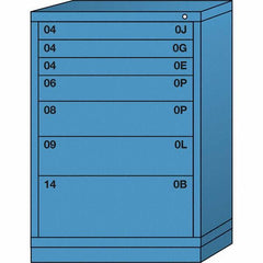 Lyon - 7 Drawer, Standard Counter - Single Drawer Access Cabinet - Steel, 30" Wide x 28-1/4" Deep x 44-1/4" High, Wedgewood Blue - Eagle Tool & Supply