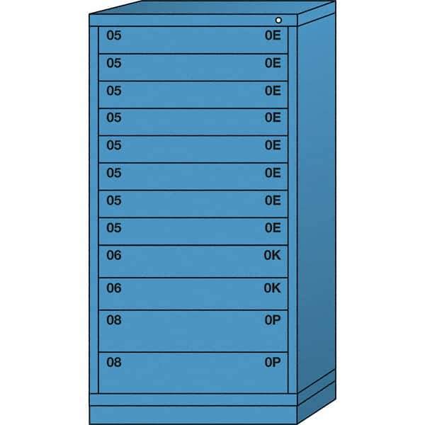 Lyon - 12 Drawer, Standard Eye-Level - Single Drawer Access Cabinet - Steel, 30" Wide x 28-1/4" Deep x 59-1/4" High, Wedgewood Blue - Eagle Tool & Supply