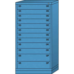 Lyon - 12 Drawer, Standard Eye-Level - Single Drawer Access Cabinet - Steel, 30" Wide x 28-1/4" Deep x 59-1/4" High, Wedgewood Blue - Eagle Tool & Supply