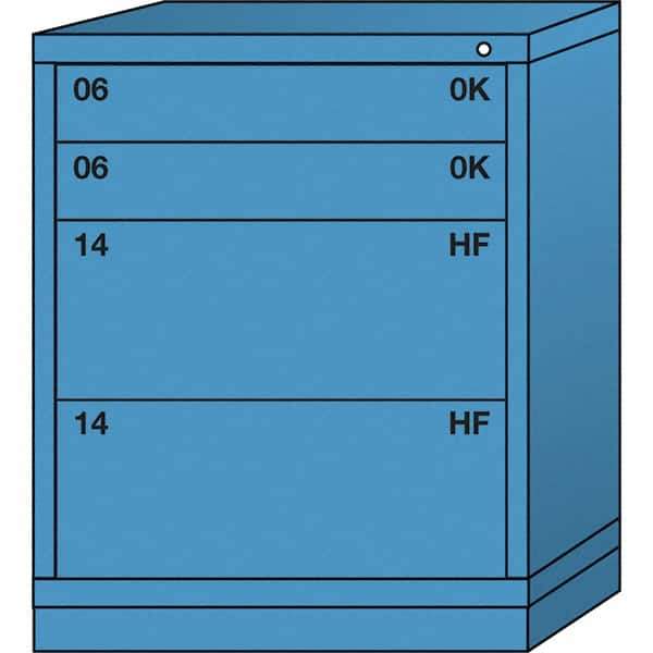 Lyon - 4 Drawer, Standard Mid-Range - Single Drawer Access Cabinet - Steel, 30" Wide x 28-1/4" Deep x 37-15/79" High, Wedgewood Blue - Eagle Tool & Supply