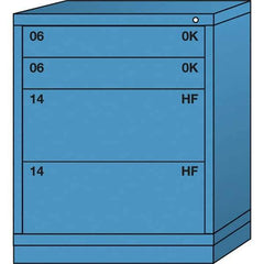 Lyon - 4 Drawer, Standard Mid-Range - Single Drawer Access Cabinet - Steel, 30" Wide x 28-1/4" Deep x 37-15/79" High, Wedgewood Blue - Eagle Tool & Supply